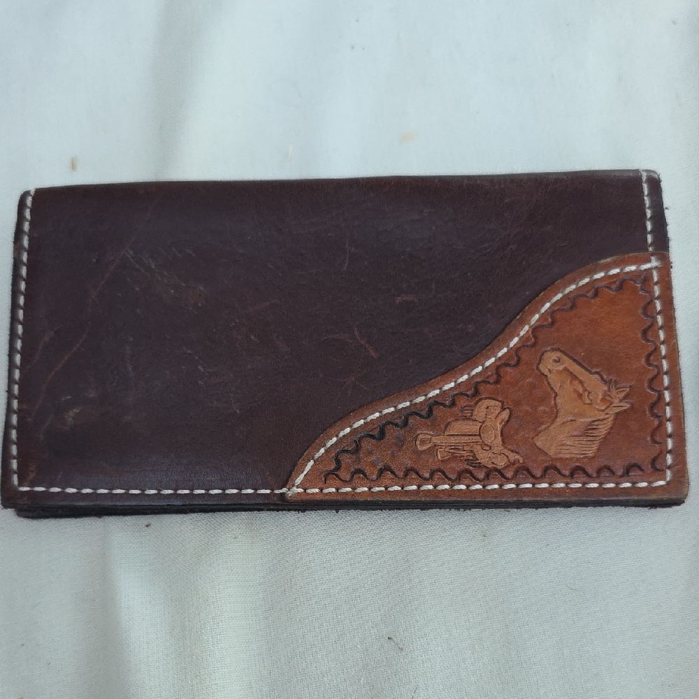 Brown Leather Wallet with Embossed Design